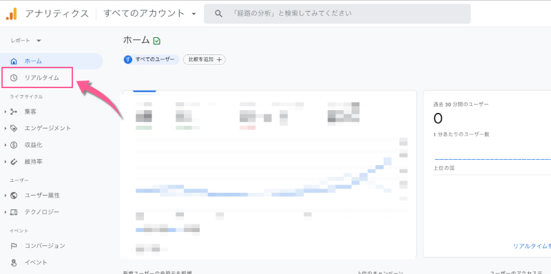 リアルタイムをクリックする